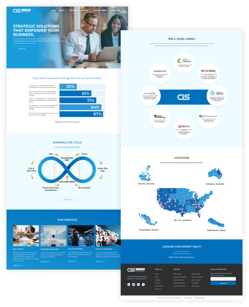 Clevel website screenshot full